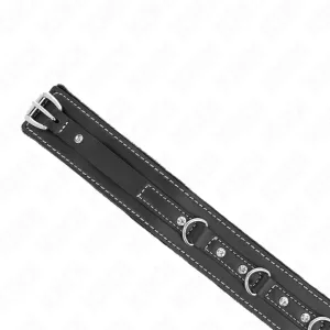 Pvc Leder Halskette mit Gürtel 105 cm Strass Niete 41,5 X 4 cm von Kink Collar & Gag