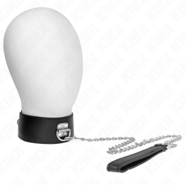 Halskette mit Gürtel 65 cm mit Breitem Schwarzen Riemen Verstellbar 33,5-41 cm X 5 cm von Kink Collar & Gag | Fesselliebe.de