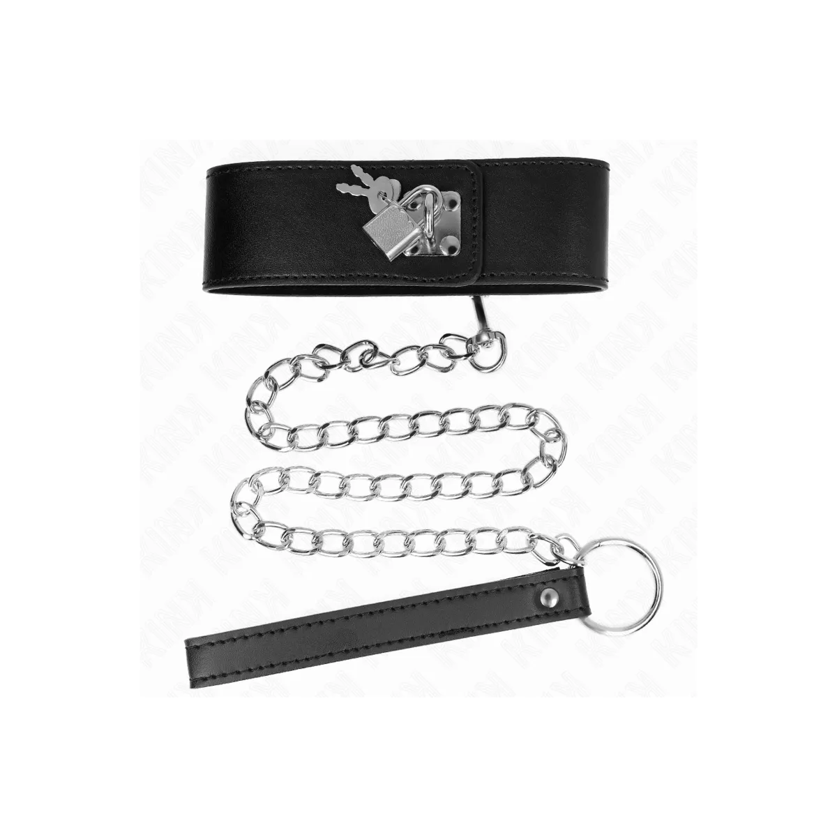 Halskette mit Gürtel 65 cm mit Breitem Schwarzen Riemen Verstellbar 33,5-41 cm X 5 cm von Kink Collar & Gag | Fesselliebe.de