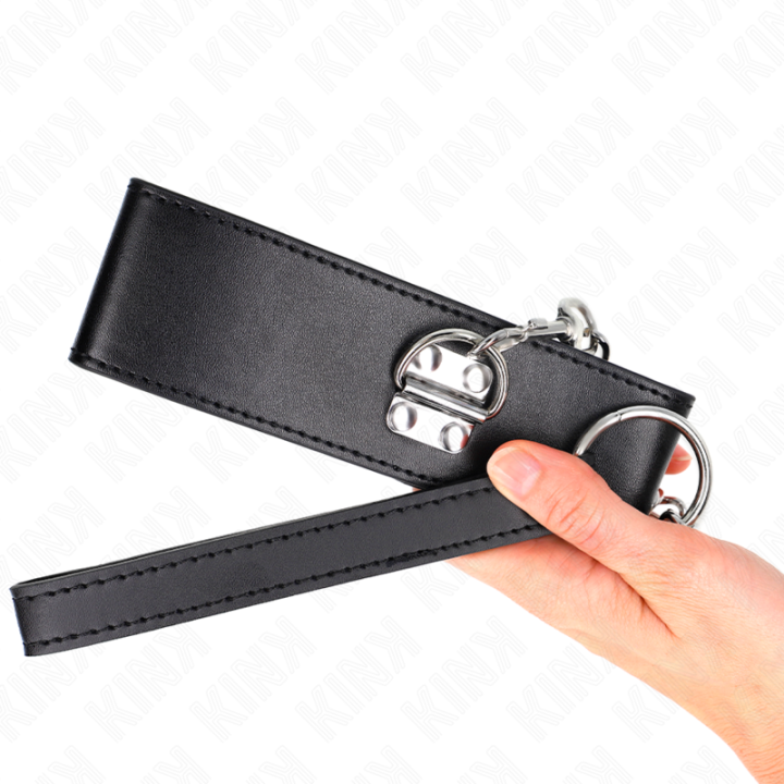 Halskette mit Gürtel 65 cm mit Breitem Schwarzen Riemen Verstellbar 33,5-41 cm X 5 cm von Kink Collar & Gag | Fesselliebe.de