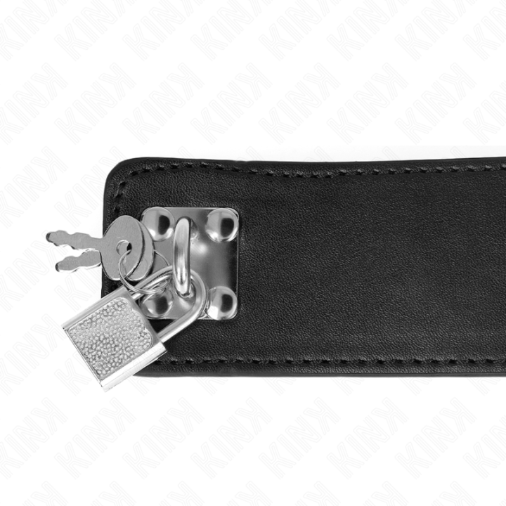 Halskette mit Gürtel 65 cm mit Breitem Schwarzen Riemen Verstellbar 33,5-41 cm X 5 cm von Kink Collar & Gag | Fesselliebe.de