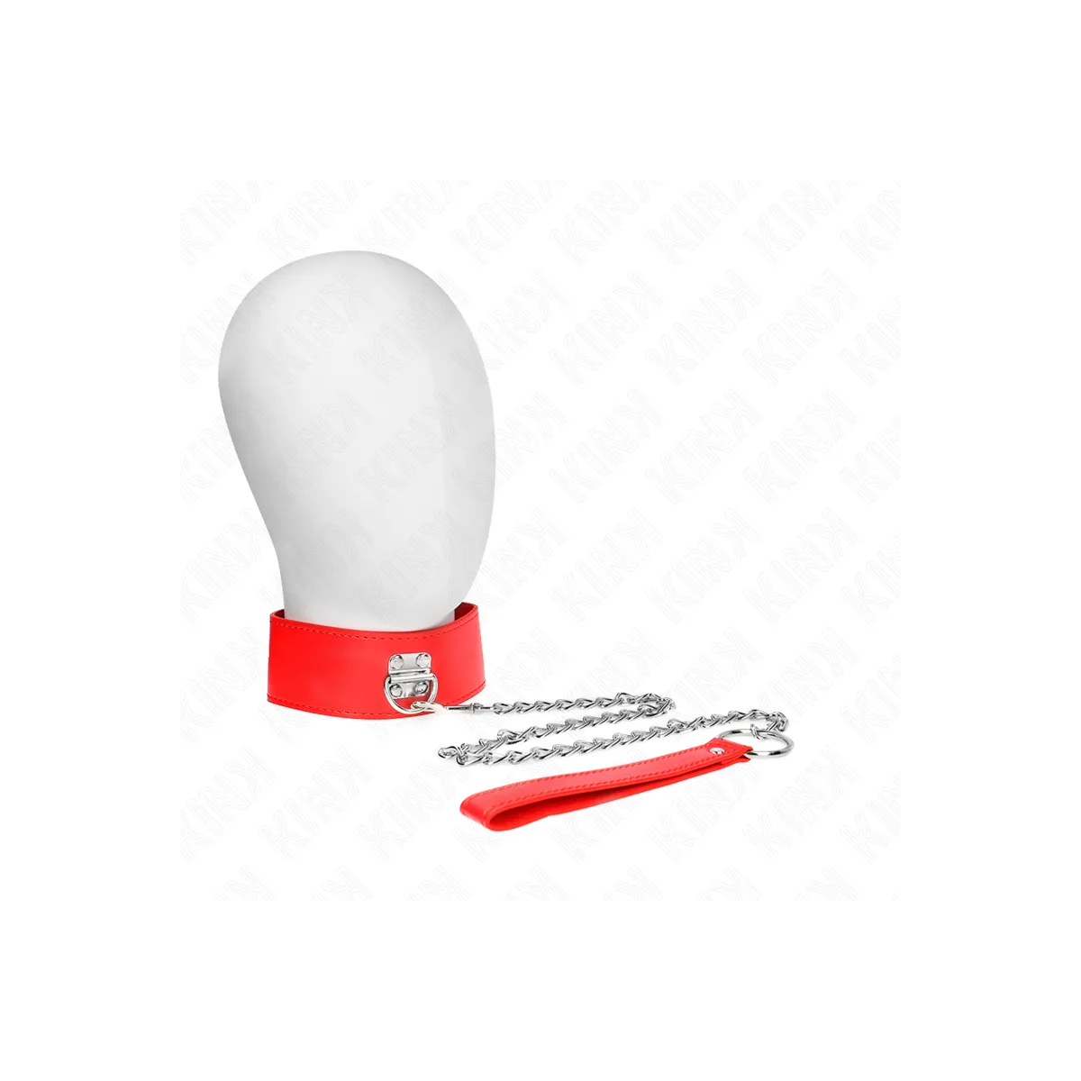 Halskette mit Gürtel 65 cm mit Breitem Roten Band Verstellbar 33,5-41 cm X 5 cm von Kink Collar & Gag | Fesselliebe.de