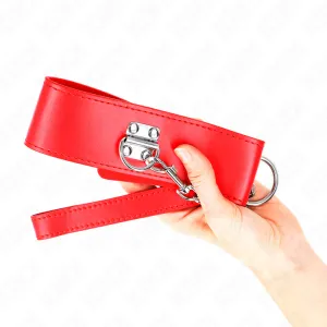Halskette mit Gürtel 65 cm mit Breitem Roten Band Verstellbar 33,5-41 cm X 5 cm von Kink Collar & Gag