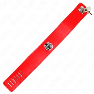 Halskette mit Gürtel 65 cm mit Breitem Roten Band Verstellbar 33,5-41 cm X 5 cm von Kink Collar & Gag