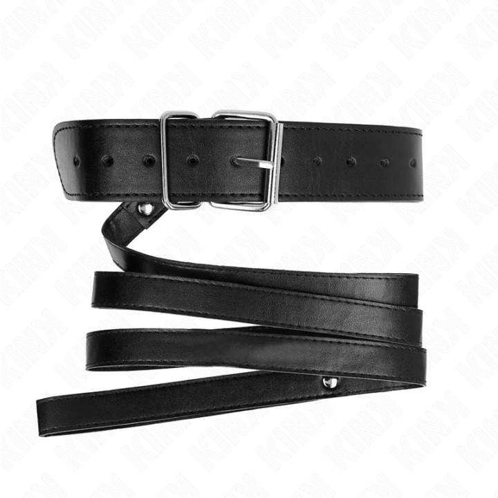 Halskette mit Gürtel 116 cm Schwarz Gurt Verstellbar 32-50 cm X 8 cm von Kink Collar & Gag | Fesselliebe.de