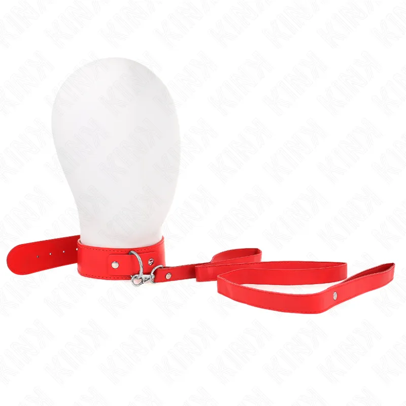 Halskette mit Gürtel 116 cm Rojo Gurt Verstellbar 32-50 cm X 8 cm von Kink Collar & Gag | Fesselliebe.de