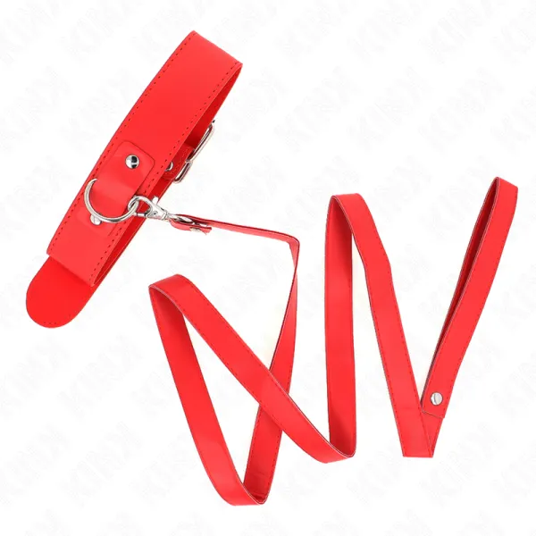 Halskette mit Gürtel 116 cm Rojo Gurt Verstellbar 32-50 cm X 8 cm von Kink Collar & Gag | Fesselliebe.de