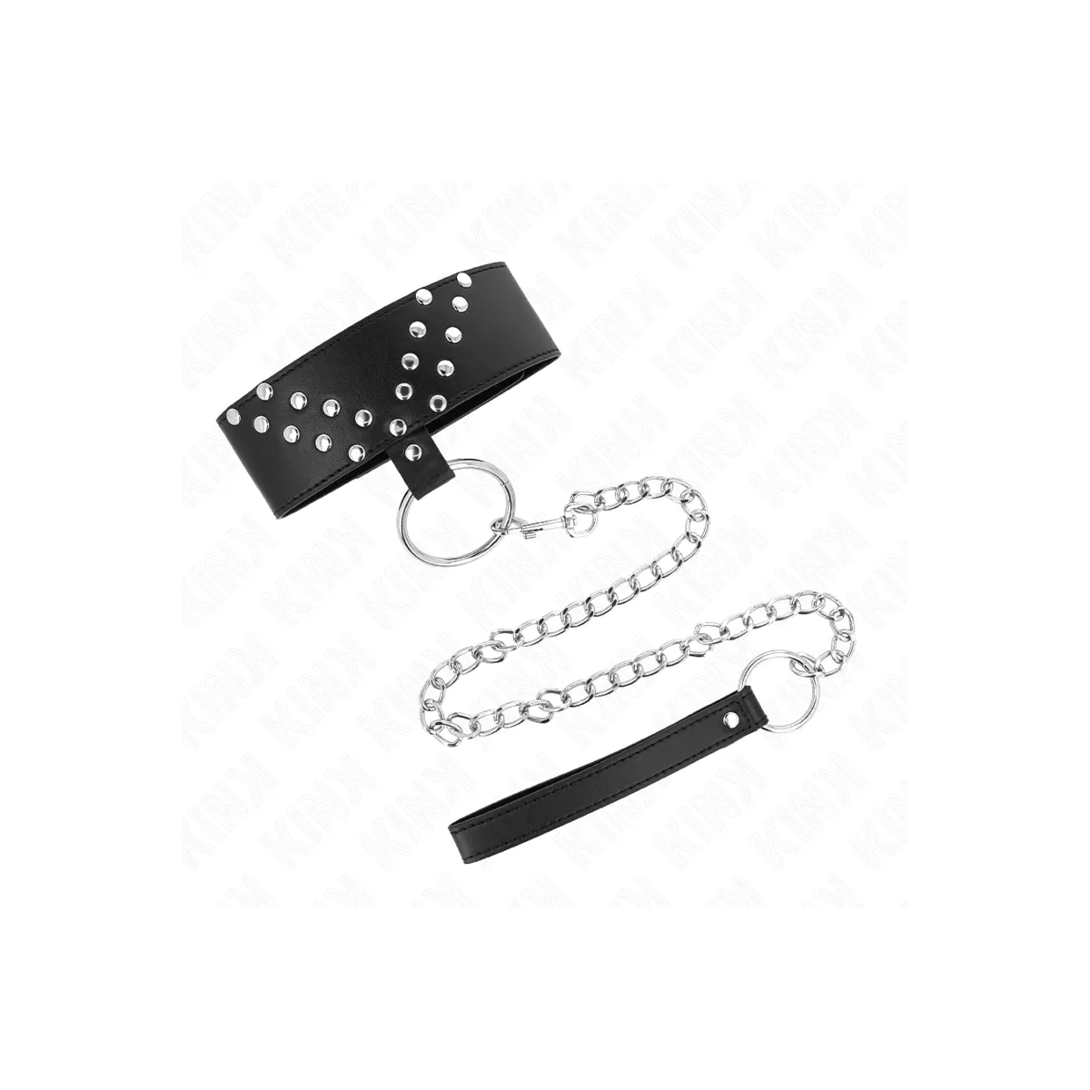 Halskette mit Gürtel 65 cm mit V-Niete Verstellbar 36-43 cm X 5 cm von Kink Collar & Gag | Fesselliebe.de