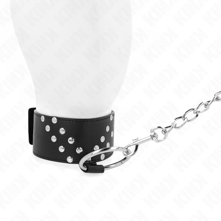 Halskette mit Gürtel 65 cm mit V-Niete Verstellbar 36-43 cm X 5 cm von Kink Collar & Gag | Fesselliebe.de