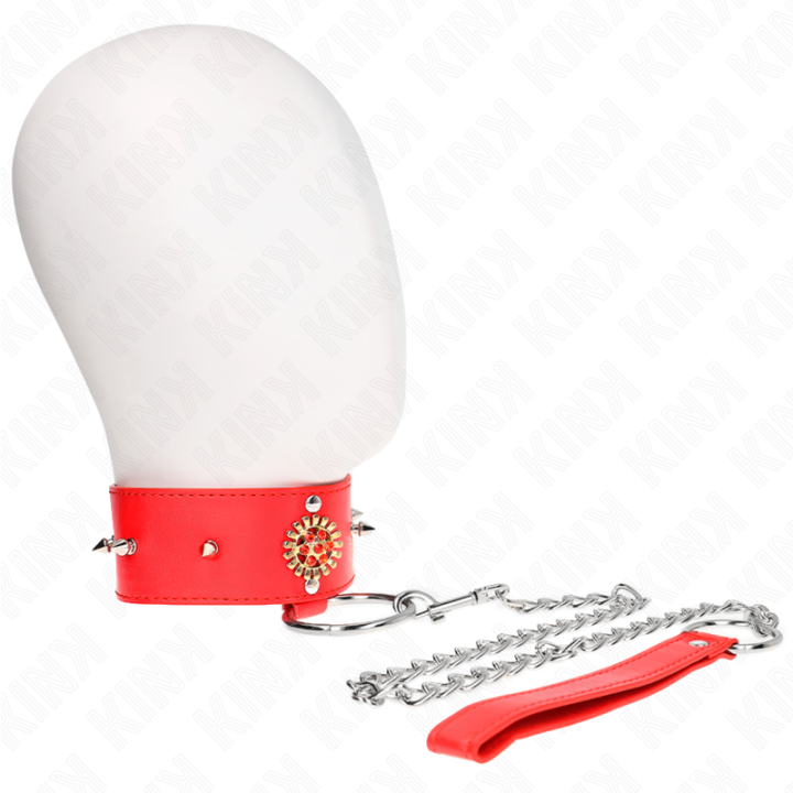 Rote Diamantkette mit Gürtel 65 cm Verstellbar 35-51 cm X 7 cm von Kink Collar & Gag | Fesselliebe.de