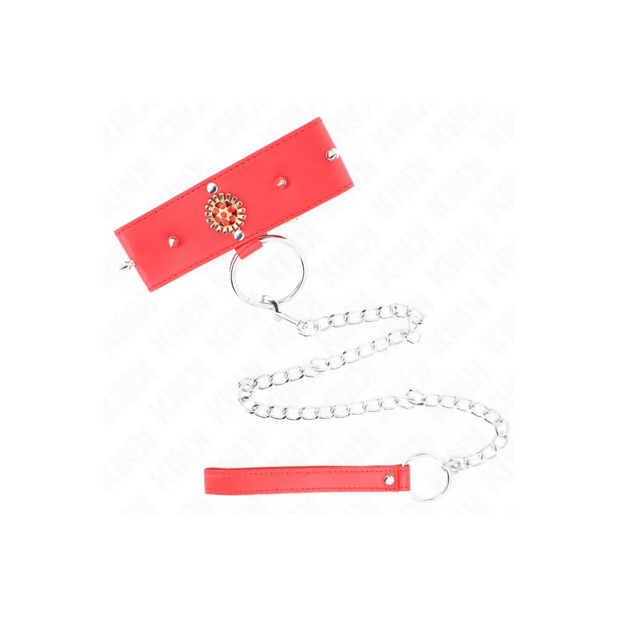 Rote Diamantkette mit Gürtel 65 cm Verstellbar 35-51 cm X 7 cm von Kink Collar & Gag | Fesselliebe.de
