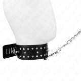 Halskette mit Leine 65 cm mit Silbernen Nieten Modell 1 Verstellbar 36-43 cm X 5 cm von Kink Collar & Gag | Fesselliebe.de