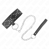 Halskette 65 cm mit Leine mit Silbernen Nieten Modell 3 Verstellbar 36-43 cm X 5 cm von Kink Collar & Gag | Fesselliebe.de