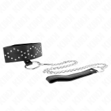 Halskette 65 cm mit Leine mit Silbernen Nieten Modell 3 Verstellbar 36-43 cm X 5 cm von Kink Collar & Gag | Fesselliebe.de