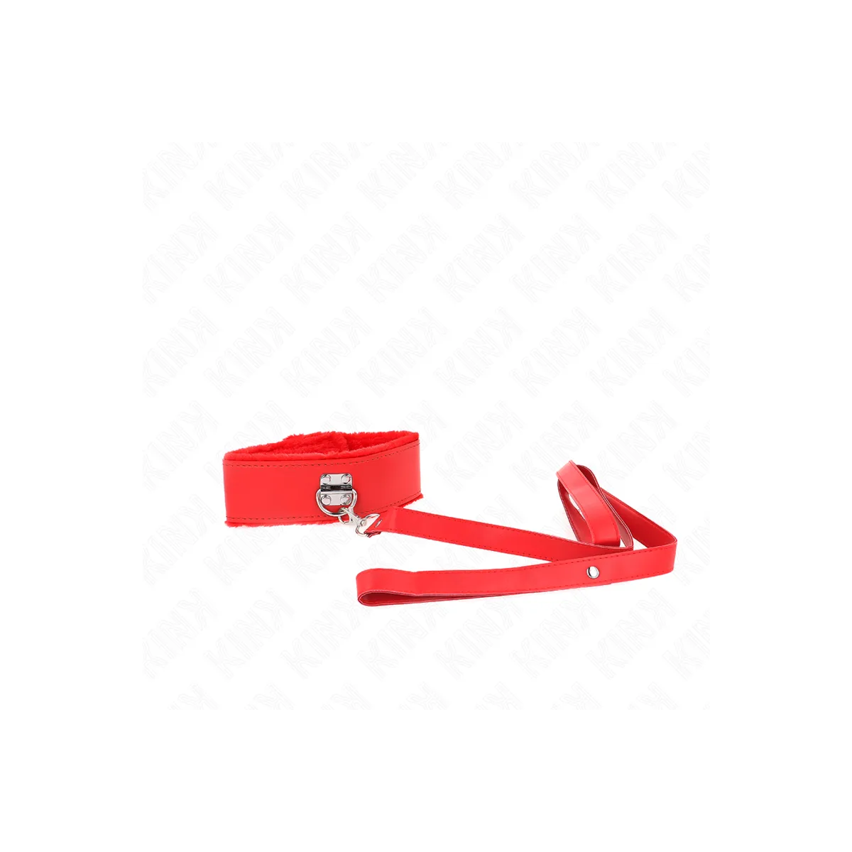 Halskette mit Leine 116 cm mit Silbernen Nieten Modell 4 Rot Verstellbar 40-48 cm X 6 cm von Kink Collar & Gag | Fesselliebe.de