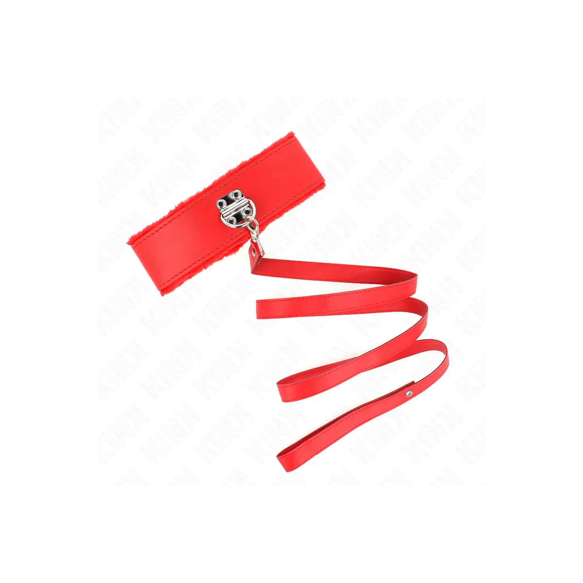 Halskette mit Leine 116 cm mit Silbernen Nieten Modell 4 Rot Verstellbar 40-48 cm X 6 cm von Kink Collar & Gag | Fesselliebe.de