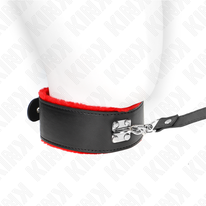 Halskette mit Gürtel 116 cm mit Rotem Lederband Verstellbar 40-48 cm X 6 cm von Kink Collar & Gag | Fesselliebe.de