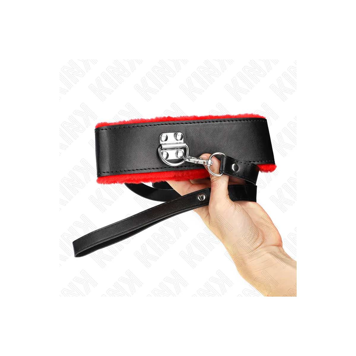 Halskette mit Gürtel 116 cm mit Rotem Lederband Verstellbar 40-48 cm X 6 cm von Kink Collar & Gag | Fesselliebe.de