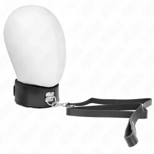 Halskette mit Gürtel 116 cm mit Schwarzem Lederband Verstellbar 40-48 cm X 6 cm von Kink Collar & Gag | Fesselliebe.de