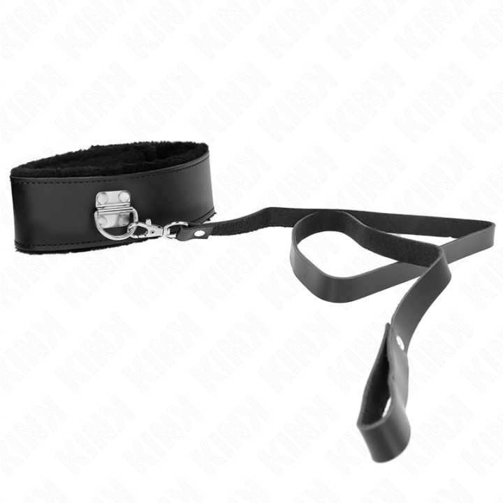 Halskette mit Gürtel 116 cm mit Schwarzem Lederband Verstellbar 40-48 cm X 6 cm von Kink Collar & Gag | Fesselliebe.de