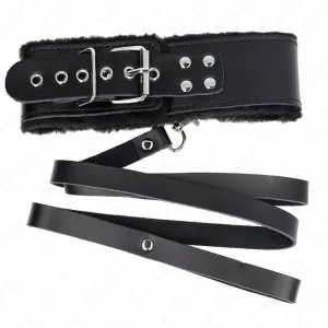 Halskette mit Gürtel 116 cm mit Schwarzem Lederband Verstellbar 40-48 cm X 6 cm von Kink Collar & Gag