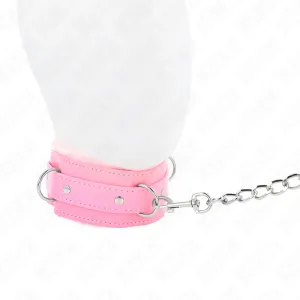 Halsband mit Leine 65 cm mit Einschränkungen Rosa 36-42 cm X 5,5 cm von Kink Collar & Gag