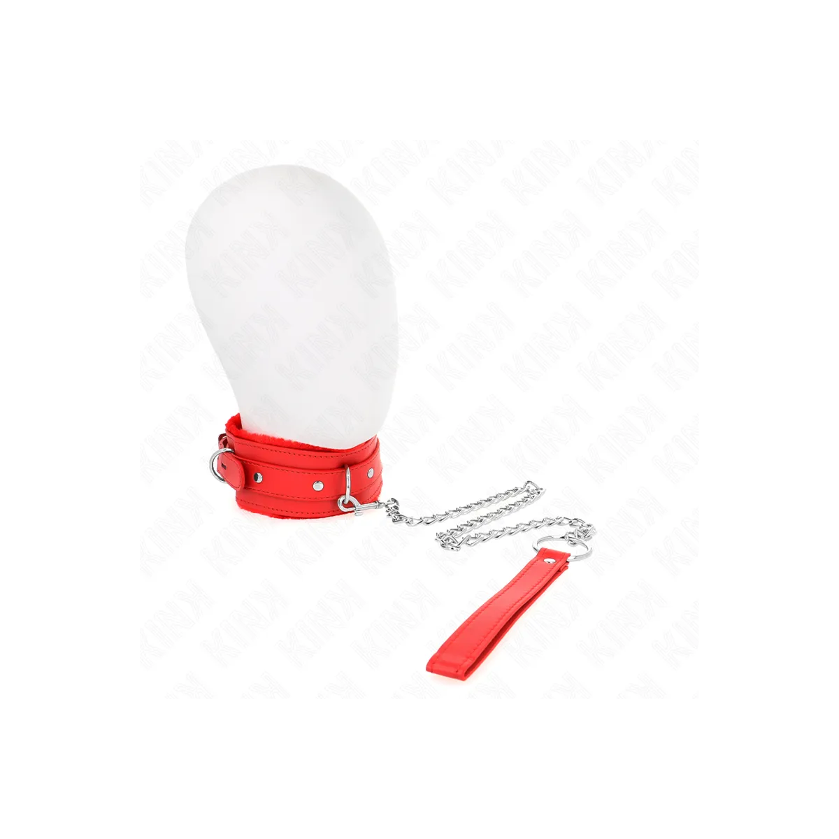 Halsband mit Leine 65 cm mit Einschränkungen Rot 36-42 cm X 5,5 cm von Kink Collar & Gag | Fesselliebe.de