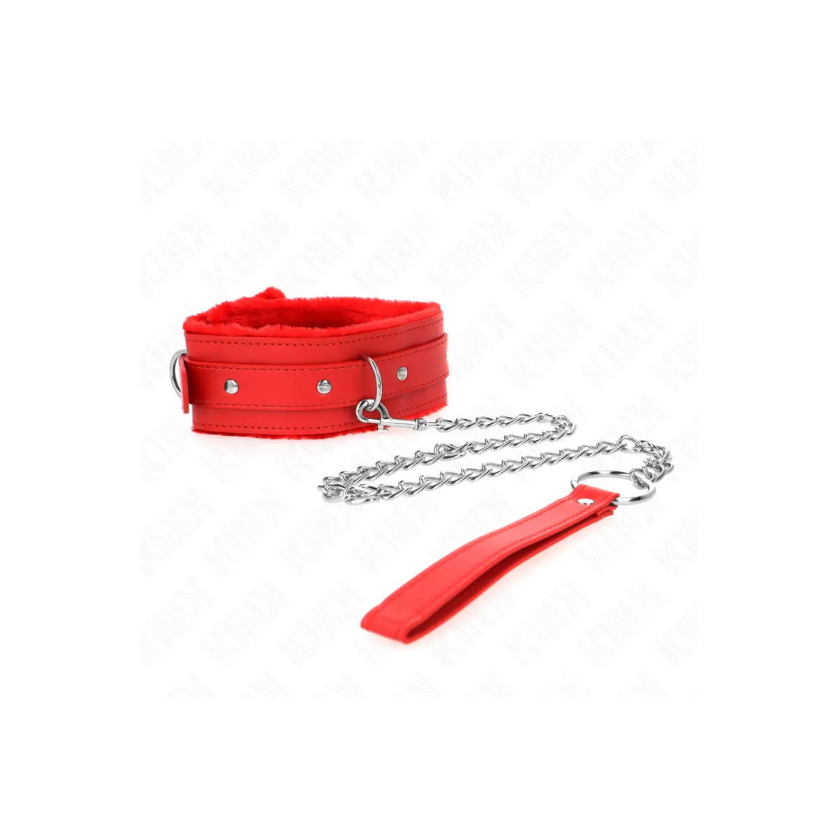 Halsband mit Leine 65 cm mit Einschränkungen Rot 36-42 cm X 5,5 cm von Kink Collar & Gag | Fesselliebe.de