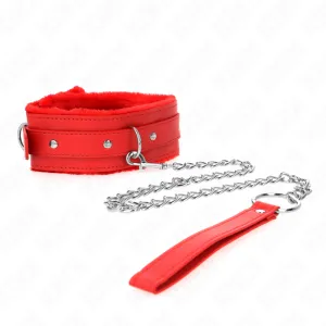 Halsband mit Leine 65 cm mit Einschränkungen Rot 36-42 cm X 5,5 cm von Kink Collar & Gag