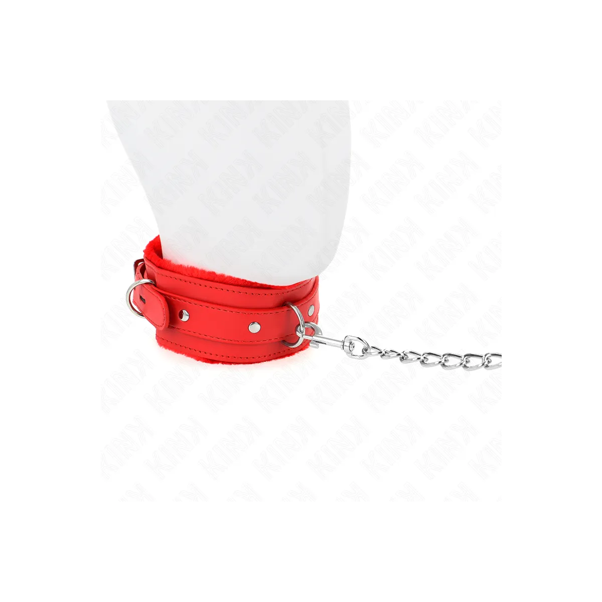 Halsband mit Leine 65 cm mit Einschränkungen Rot 36-42 cm X 5,5 cm von Kink Collar & Gag | Fesselliebe.de
