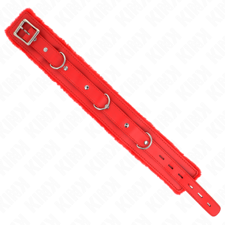 Halsband mit Leine 65 cm mit Einschränkungen Rot 36-42 cm X 5,5 cm von Kink Collar & Gag | Fesselliebe.de