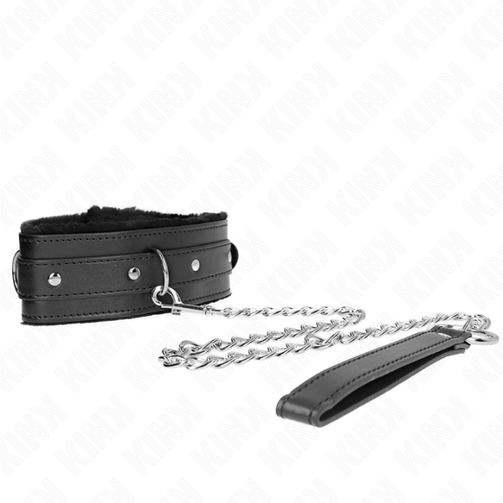 Halsband mit Leine 65 cm mit Einschränkungen Schwarz 36-42 cm X 5,5 cm von Kink Collar & Gag | Fesselliebe.de