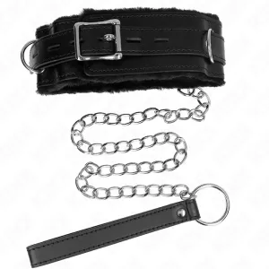 Halsband mit Leine 65 cm mit Einschränkungen Schwarz 36-42 cm X 5,5 cm von Kink Collar & Gag