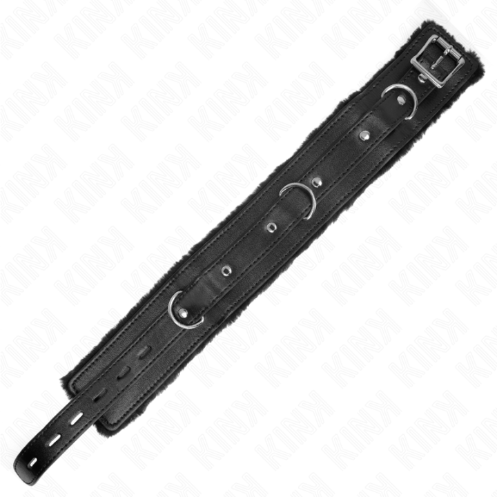 Halsband mit Leine 65 cm mit Einschränkungen Schwarz 36-42 cm X 5,5 cm von Kink Collar & Gag | Fesselliebe.de