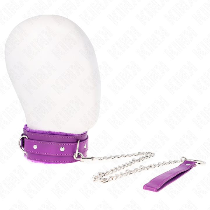 Halsband mit Leine 65 cm mit Einschränkungen Lila 36-42 cm X 5,5 cm von Kink Collar & Gag | Fesselliebe.de