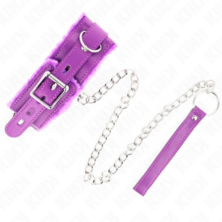 Halsband mit Leine 65 cm mit Einschränkungen Lila 36-42 cm X 5,5 cm von Kink Collar & Gag | Fesselliebe.de