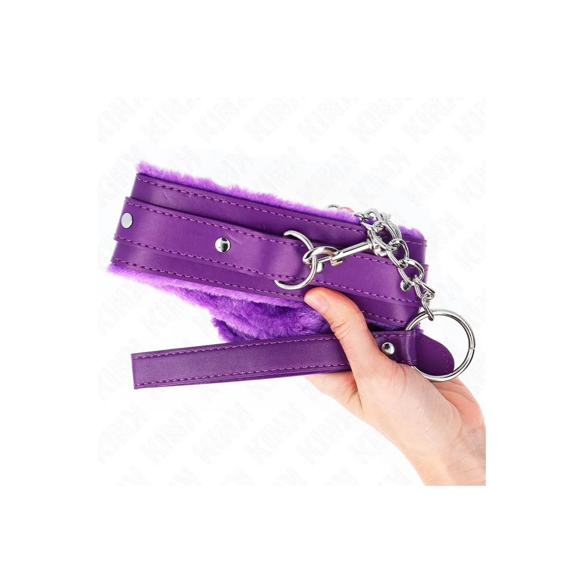 Halsband mit Leine 65 cm mit Einschränkungen Lila 36-42 cm X 5,5 cm von Kink Collar & Gag | Fesselliebe.de