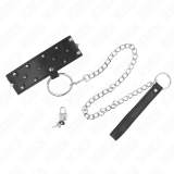 Halskette mit Leine 65 cm mit Silbernen Nieten Modell 5 Verstellbar 36-43 cm X 5 cm von Kink Collar & Gag | Fesselliebe.de