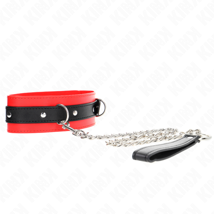 Halsband mit Gürtel 65 cm mit Riemen Rot 54 X 4,5 cm von Kink Collar & Gag | Fesselliebe.de