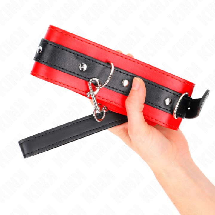 Halsband mit Gürtel 65 cm mit Riemen Rot 54 X 4,5 cm von Kink Collar & Gag | Fesselliebe.de