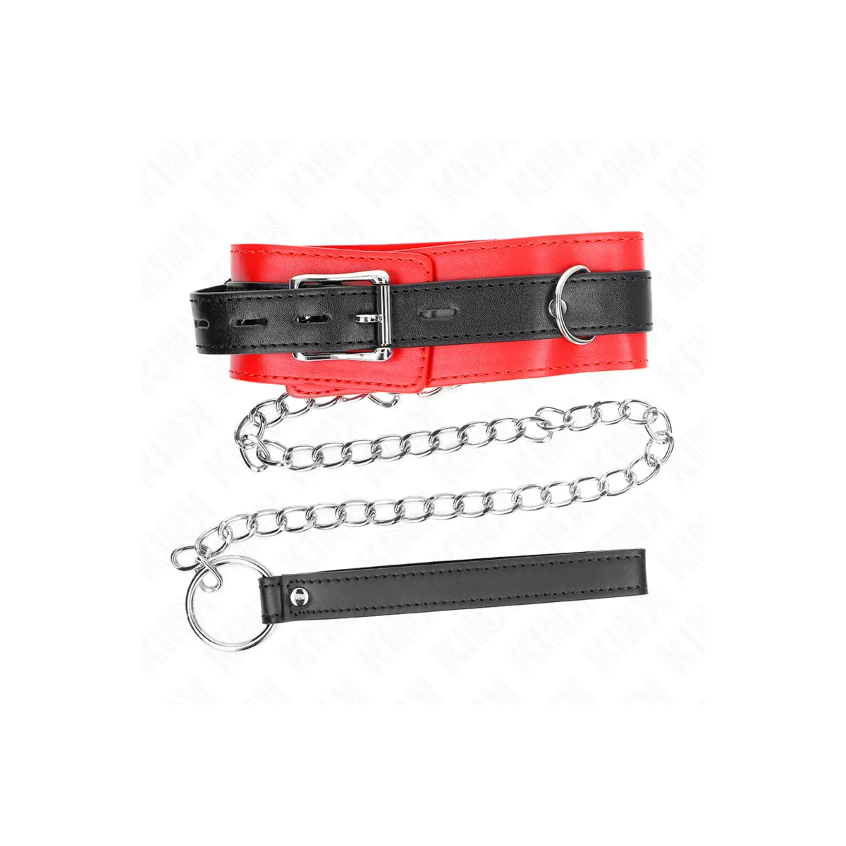 Halsband mit Gürtel 65 cm mit Riemen Rot 54 X 4,5 cm von Kink Collar & Gag | Fesselliebe.de