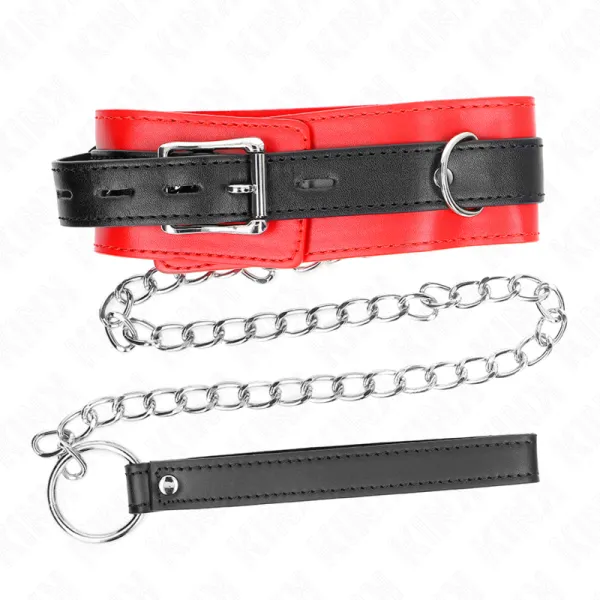Halsband mit Gürtel 65 cm mit Riemen Rot 54 X 4,5 cm von Kink Collar & Gag | Fesselliebe.de