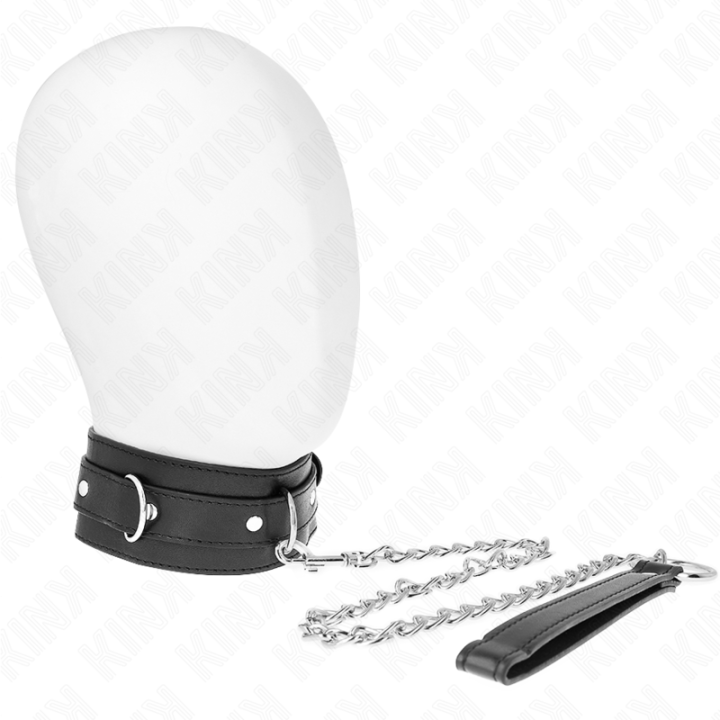 Halsband mit Gürtel 65 cm mit Riemen Schwarz 54 X 4,5 cm von Kink Collar & Gag | Fesselliebe.de