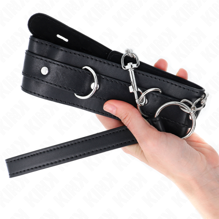 Halsband mit Gürtel 65 cm mit Riemen Schwarz 54 X 4,5 cm von Kink Collar & Gag | Fesselliebe.de