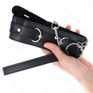 Halsband mit Gürtel 65 cm mit Riemen Schwarz 54 X 4,5 cm von Kink Collar & Gag
