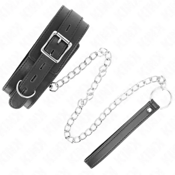 Halsband mit Gürtel 65 cm mit Riemen Schwarz 54 X 4,5 cm von Kink Collar & Gag | Fesselliebe.de