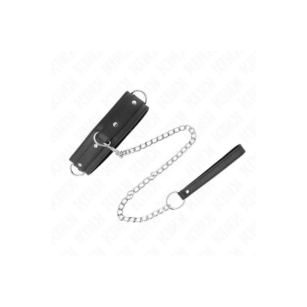 Halskette mit Leine 65 cm 3 Ring Modell 1 Verstellbar 38-49 cm X 5 cm von Kink Collar & Gag | Fesselliebe.de