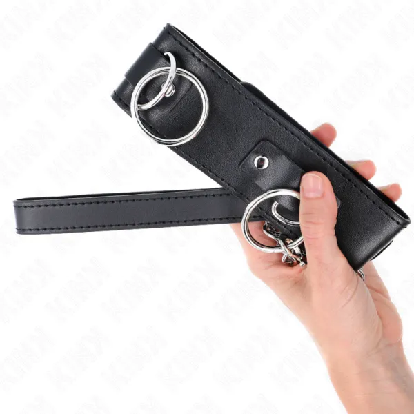 Halskette mit Leine 65 cm 3 Ring Modell 2 Verstellbar 36-43 cm X 5 cm von Kink Collar & Gag | Fesselliebe.de