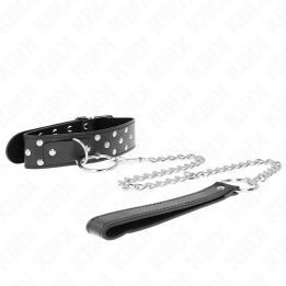 Ring Nieten Band Halskette mit Gürtel 65 cm Schwarz Verstellbar 36-50 cm X 3,8 cm von Kink Collar & Gag | Fesselliebe.de