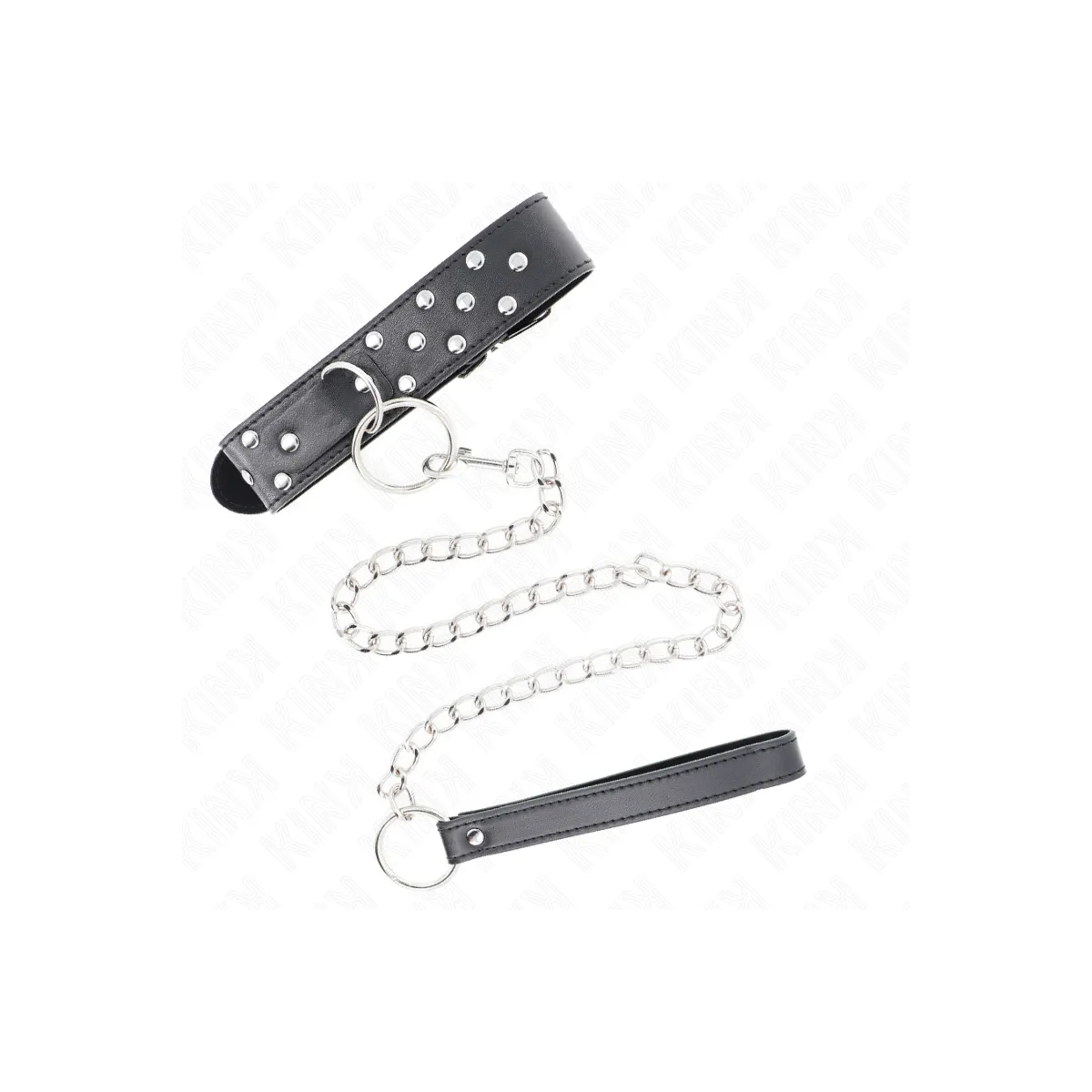 Ring Nieten Band Halskette mit Gürtel 65 cm Schwarz Verstellbar 36-50 cm X 3,8 cm von Kink Collar & Gag | Fesselliebe.de